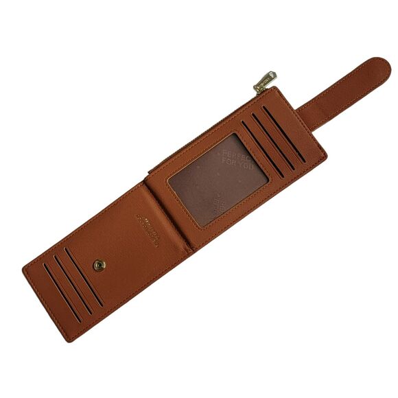 Weichen RFID Card Holder Wallet Brown Faux Leather‎ Folding Snap Closure ID - Picture 10 of 14